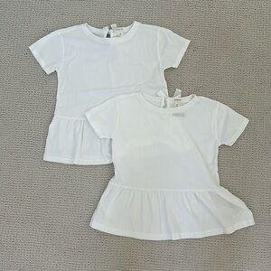Two Crewcuts white peplum ruffle back tee size 10. Barely worn, no stains